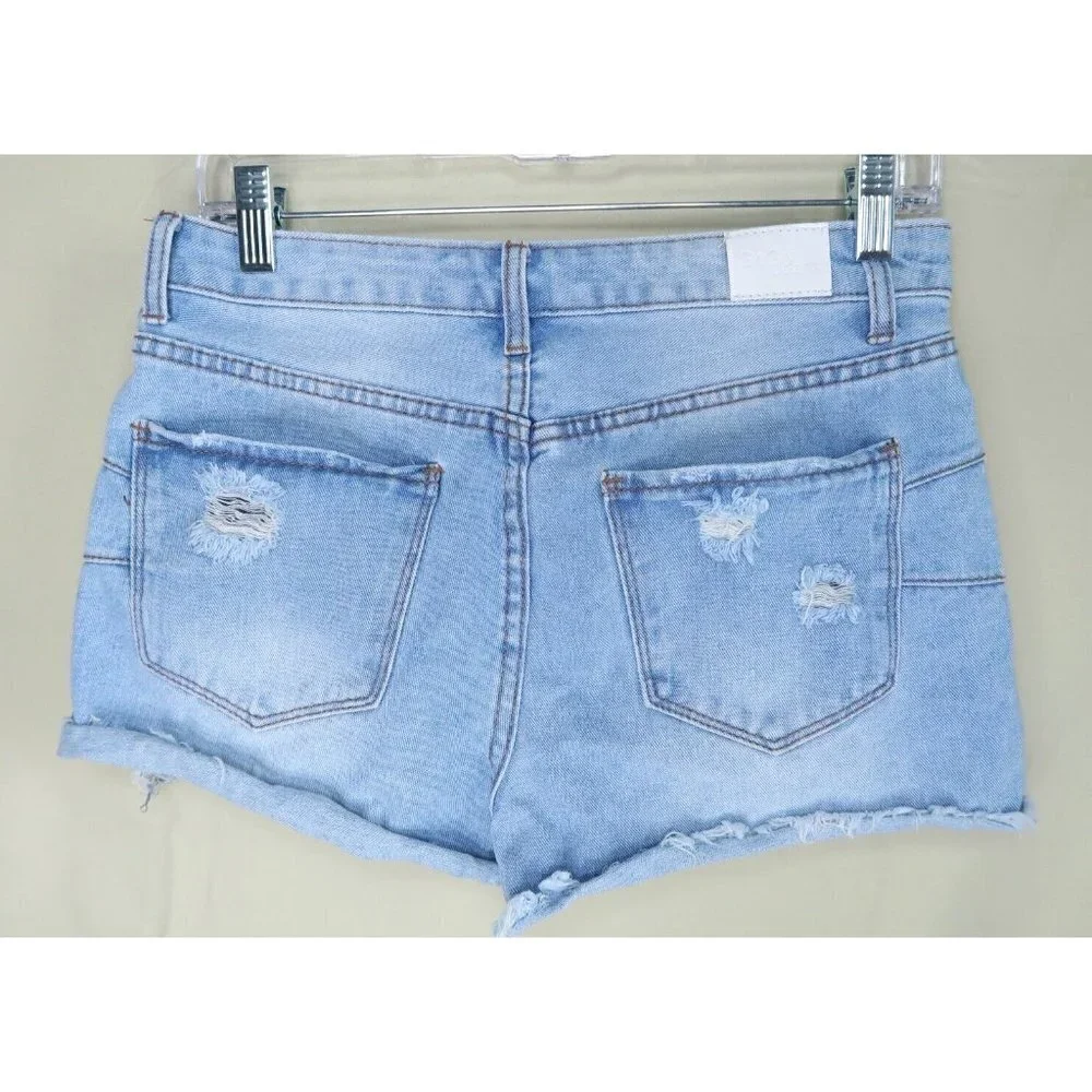 Gogo Jeans Denim Shorts Light Wash Distressed Shortie Bootie Women's Size 9/29